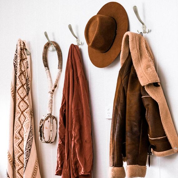 Stahlia Garderobenhaken EDELSTAHL-OPTIK (5 Stück) Haken zum Schrauben vintage Kleiderhaken Garderobe KURZ Haken für Garderobe Metallhaken