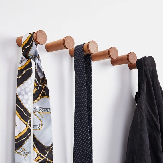 HomeDo 6 Stück Wandhaken Holz Rund,Kleiderhaken Wand, Dekorative Garderobenhaken Holz, Vintage Garderobe,Holzhaken,Huthaken (R3.5-Cherry-8cm, 6p)