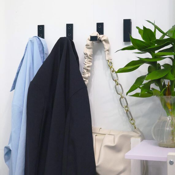 OHIYO Faltbare Kleiderhaken 2 Stück Faltbare Wandhaken zum Aufhängen von Mänteln, Wandhaken zum Aufhängen von Taschen, Rucksäcken, Hüten und Kopfhörern (Schwarz)