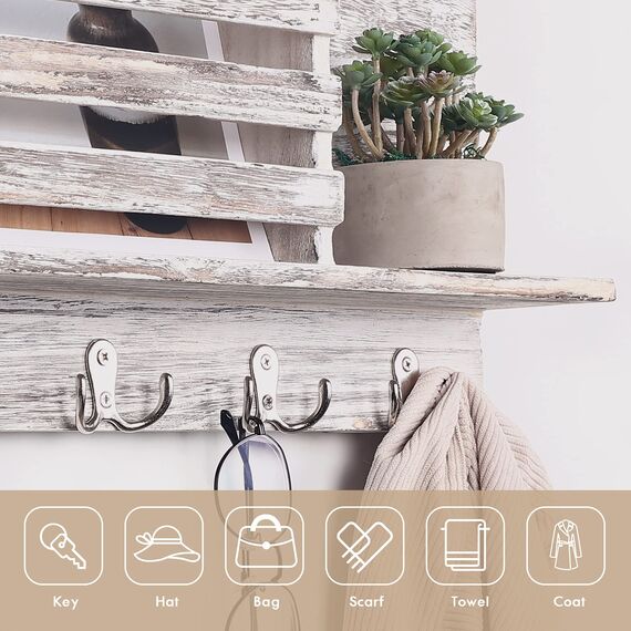 Gorffy Kleiderhaken Silber, 20 Stück Garderobenhaken Vintage mit Schrauben, Metall Doppelhaken Wandhaken, Kleiderhaken Wand für Bad, Küche (Silber, 20 Stück)