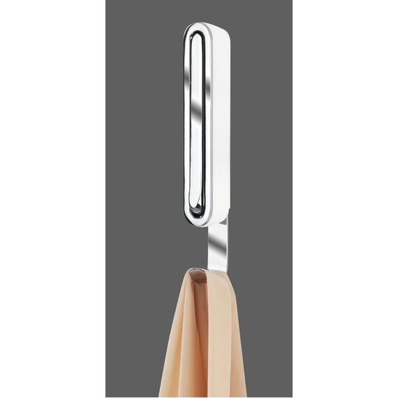 WENKO Klapphaken Premium Sigma, Klappbarer Wandhaken mit Abrutschsicherung, Metall/Kunststoff, 2,5 x 18 x 2,5 cm, Weiß