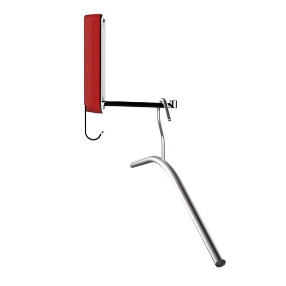 WENKO Klapphaken Premium Sigma, klappbarer Wandhaken zum Anbohren, mit Abrutschsicherung, modernes Design, Kunststoffgehäuse und Stabiler Metallhaken, 2,5 x 18 x 2,5 cm, Rot