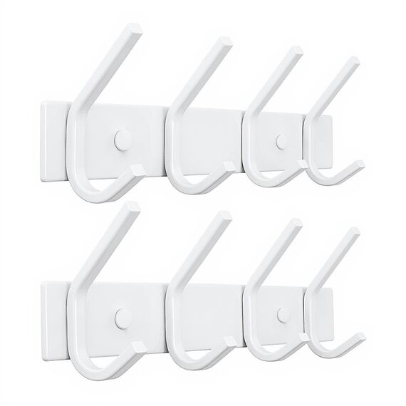 JOLY FANG Wandgarderobe, Garderobenhaken aus Edelstahl, Wandhaken für Schlafzimmer, Badezimmer, Küche (weiß, 4 Haken, 2 Stück)