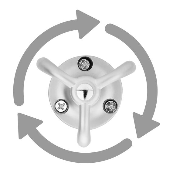 SOTECH 3 x Drehhaken TROMSO 3-fach Edelstahloptik matt 53 x 50 mm Sockel Ø 40 mm BA 25 mm Aluminium Garderobenhaken Jackenaufhänger
