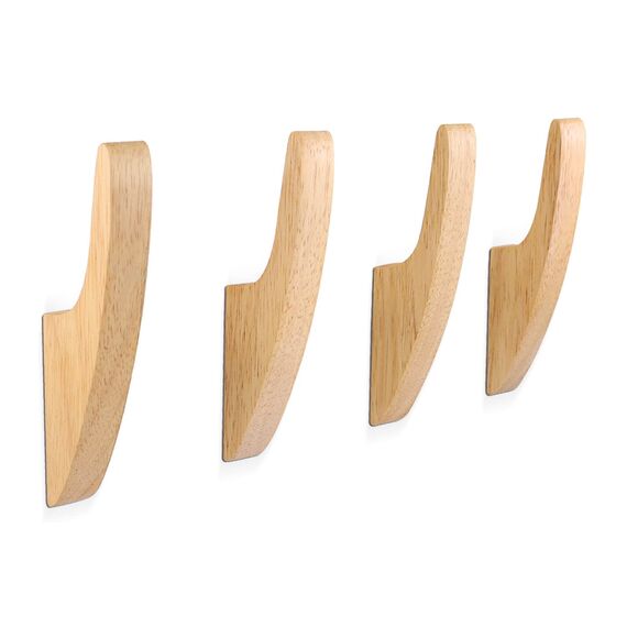 SAUNNIHEN 4 Stück Kleiderhaken Einzeln, Garderobenhaken Holz, Multifunktionaler Wandhaken Vintage, Handtuchhaken, Garderobe für Schlafzimmer, Wohnzimmer, Flur (Einfacher Haken)