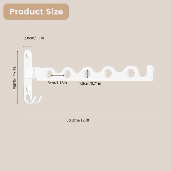 MEIJO Kleiderhaken Klappbar, Wand Kleiderständer Klapphaken Wandhaken Balkon Kleiderhaken für Waschküche Schlafzimmer Badezimmer (Weiß)