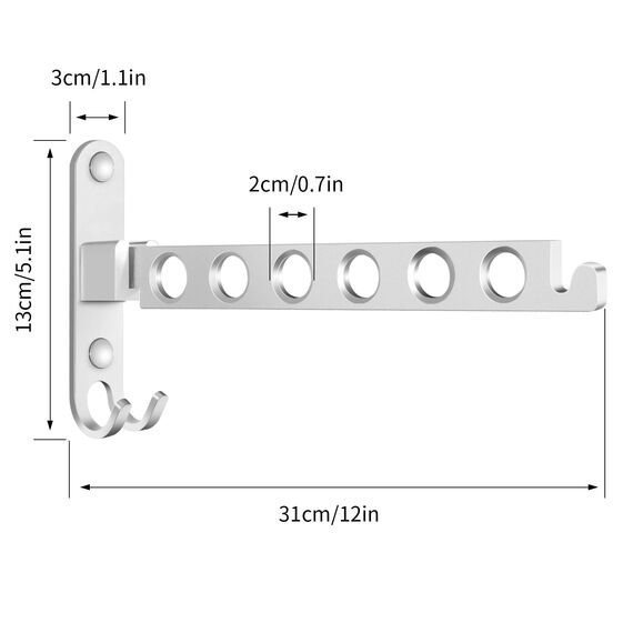 TINIFO Kleiderhaken Klappbar, Wand Kleiderständer Kleiderlüfter Wandhaken Klappbar, Klapphaken für Balkon Waschküche Badezimmer (Silber)