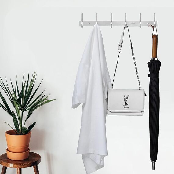 JOLY FANG Wandgarderobe, Garderobenhaken aus Edelstahl, Wandhaken für Schlafzimmer, Badezimmer, Küche (4 Haken, Silber)