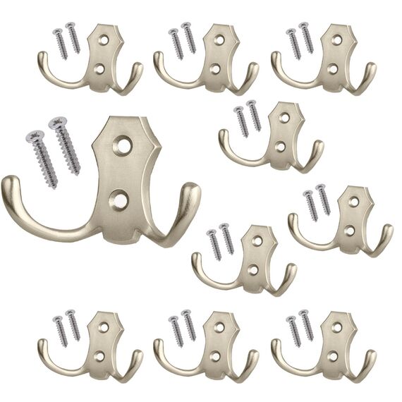 Stahlia Garderobenhaken EDELSTAHL-OPTIK (10 Stück) Haken zum Schrauben vintage Kleiderhaken Garderobe KURZ Haken für Garderobe Metallhaken