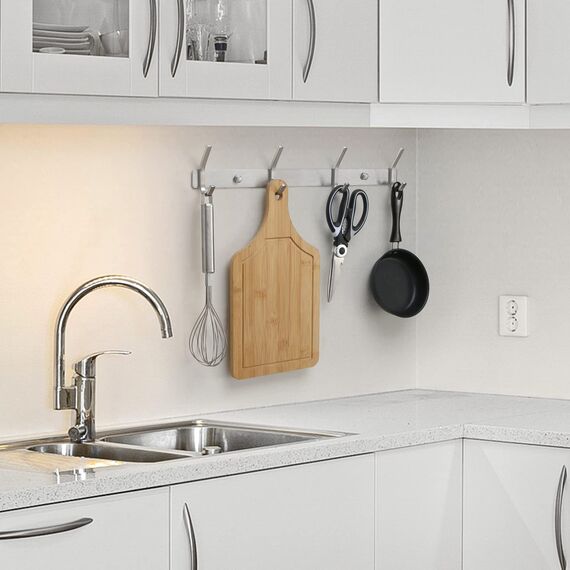 Qiannhee Hakenleiste Kleiderhaken 43cm bis 40kg Garderobenhaken Silber Matt 2 Stück SUS304 Edelstahl Kleiderhaken Wand Hakenleiste 4 Haken Garderobenleiste für Flur Küche Badezimmer Tür Wohnzimmer