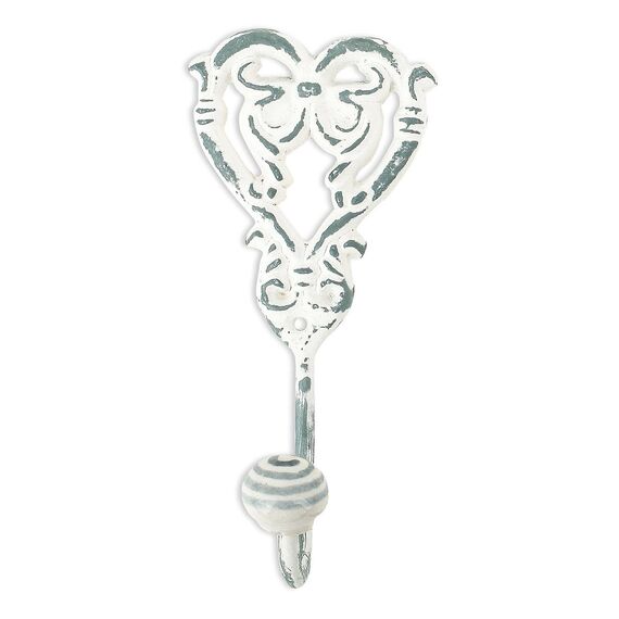 3tlg. Haken 3er Set Wandhaken weiß grau Kleiderhaken Haken Wandgarderobe Garderobenhaken Garderobe Eisen Shabby Chic Landhaus Vintage Nostalgie Antik Ornamente Barock