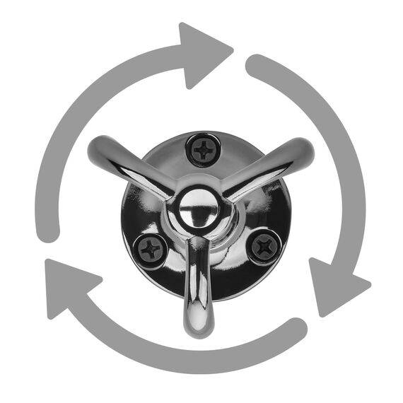 SOTECH 5 x Drehhaken TROMSO 3-fach schwarz verchromt 53 x 50 mm Sockel Ø 40 mm BA 25 mm Aluminium Kleideraufhänger Garderobe Drehbar