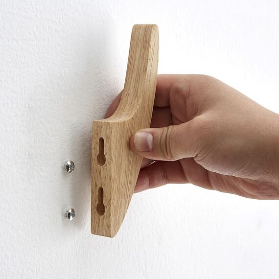 SAUNNIHEN 4 Stück Kleiderhaken Einzeln, Garderobenhaken Holz, Multifunktionaler Wandhaken Vintage, Handtuchhaken, Garderobe für Schlafzimmer, Wohnzimmer, Flur (Einfacher Haken)