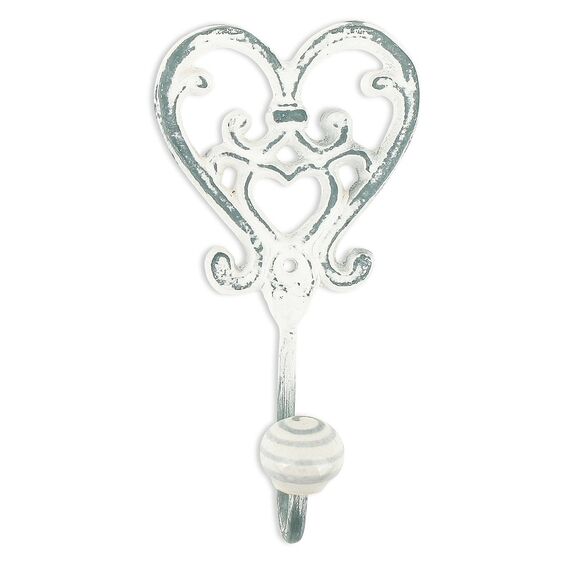 3tlg. Haken 3er Set Wandhaken weiß grau Kleiderhaken Haken Wandgarderobe Garderobenhaken Garderobe Eisen Shabby Chic Landhaus Vintage Nostalgie Antik Ornamente Barock