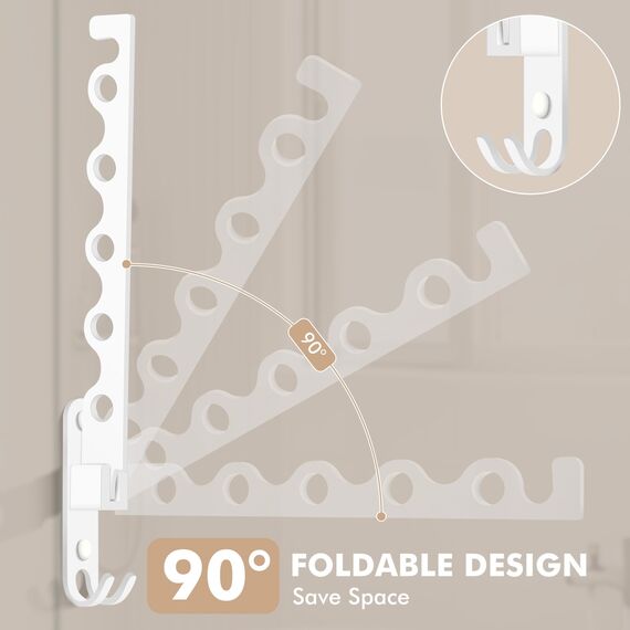 MEIJO Kleiderhaken Klappbar, Wand Kleiderständer Klapphaken Wandhaken Balkon Kleiderhaken für Waschküche Schlafzimmer Badezimmer (Weiß)