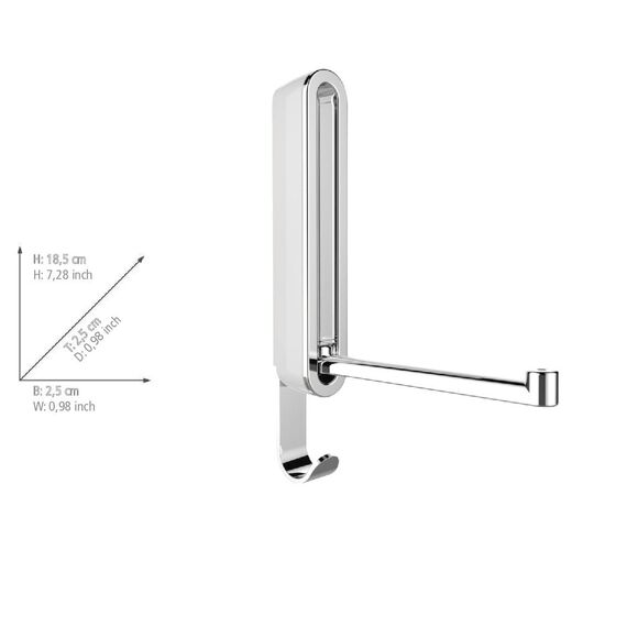 WENKO Klapphaken Premium Sigma, Klappbarer Wandhaken mit Abrutschsicherung, Metall/Kunststoff, 2,5 x 18 x 2,5 cm, Weiß