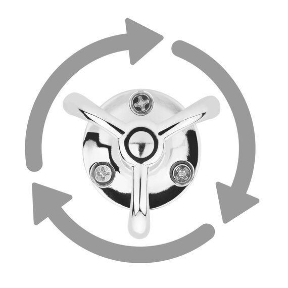 SOTECH 2 x Drehhaken TROMSO 3-fach Chrom poliert 53 x 50 mm Sockel Ø 40 mm BA 25 mm Aluminium Haken Garderobe Aufhänger