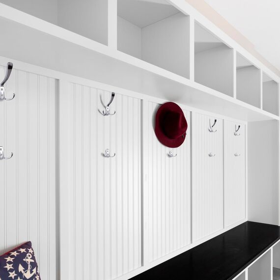 Stahlia Garderobenhaken CHROM-GLANZ (10 Stück) Haken zum Schrauben vintage Kleiderhaken Garderobe LANG Haken für Garderobe Metallhaken