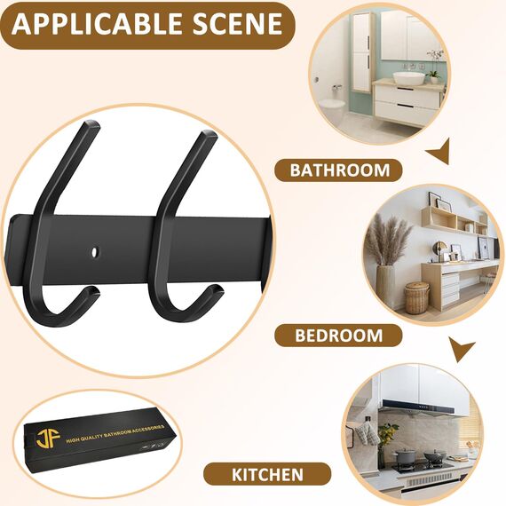 JOLY FANG Wandgarderobe, Garderobenhaken aus Edelstahl, Wandhaken für Schlafzimmer, Badezimmer, Küche (8 Haken, Silber)