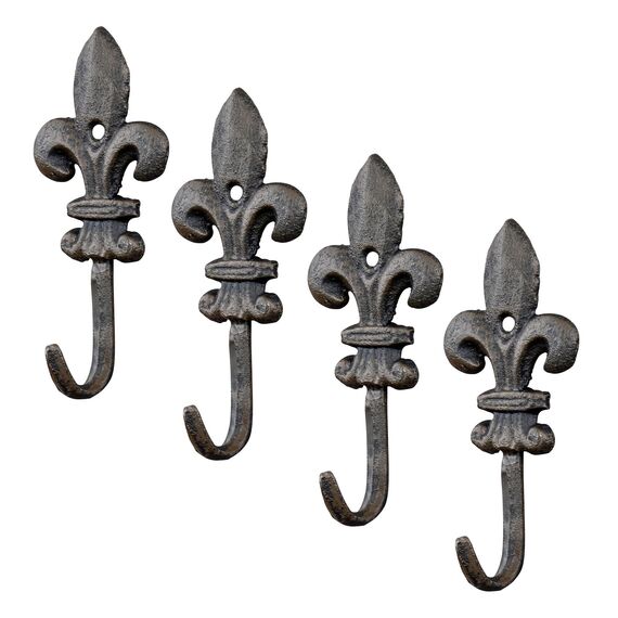 4er Set Set Haken Lilie Wandgarderobe Garderobe Wandhaken Gusseisen Antik Shabby Chic Vintage