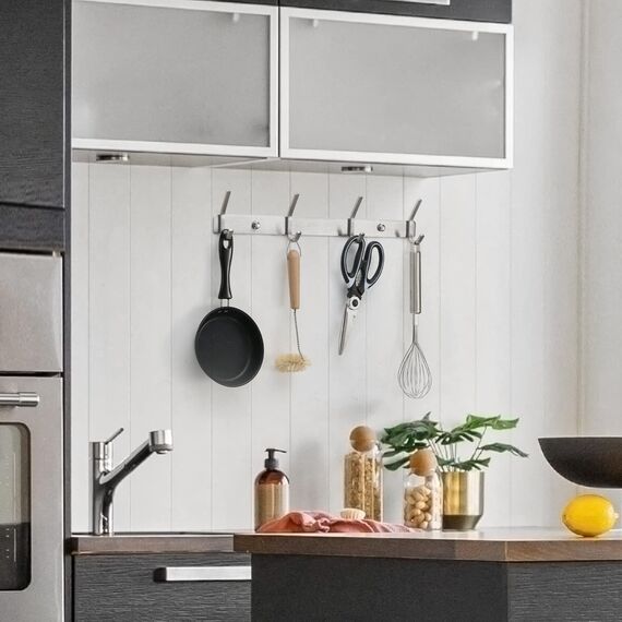 Qiannhee Hakenleiste Kleiderhaken 43cm bis 40kg Garderobenhaken Silber Matt 2 Stück SUS304 Edelstahl Kleiderhaken Wand Hakenleiste 4 Haken Garderobenleiste für Flur Küche Badezimmer Tür Wohnzimmer