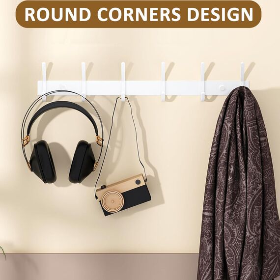 JOLY FANG Wandgarderobe, Garderobenhaken aus Edelstahl, Wandhaken für Schlafzimmer, Badezimmer, Küche (weiß, 4 Haken, 2 Stück)