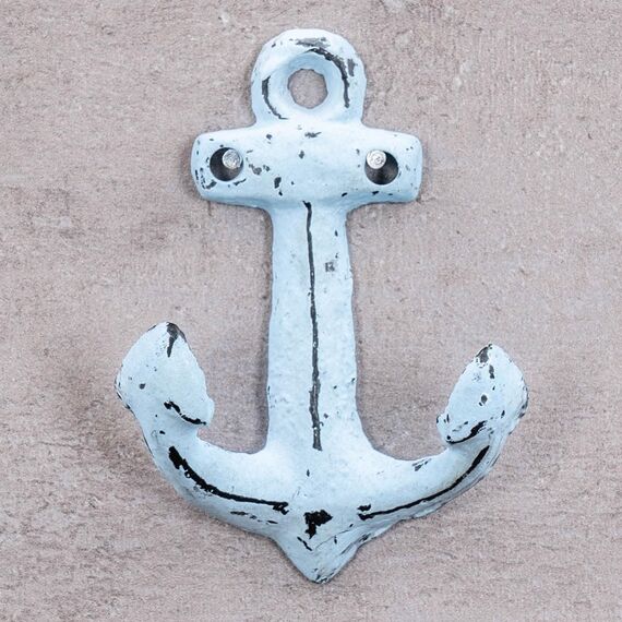 3er Set Anker Wandhaken Blau Weiß Metall Garderobenhaken Maritime Deko Metallhaken Shabby Chic Vintage Look