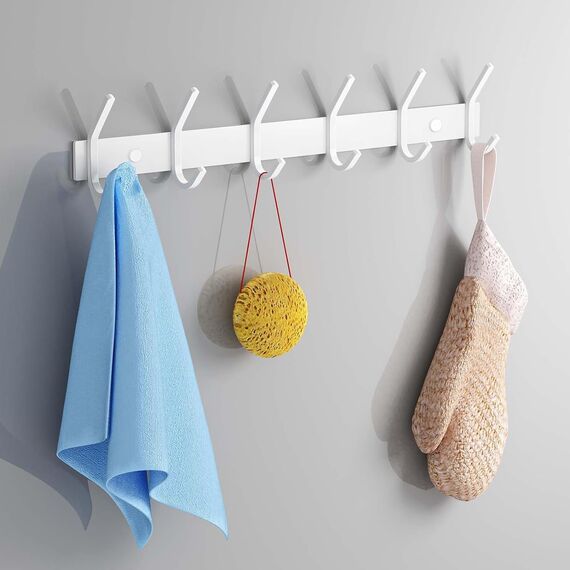 JOLY FANG Wandgarderobe, Garderobenhaken aus Edelstahl, Wandhaken für Schlafzimmer, Badezimmer, Küche (weiß, 4 Haken, 2 Stück)