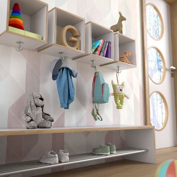 SOTECH Drehhaken TROMSO 3-fach Edelstahloptik matt 53 x 50 mm Sockel Ø 40 mm BA 25 mm Aluminium Garderobenhaken Jackenaufhänger