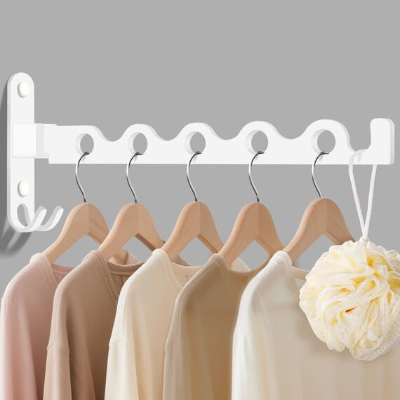 MEIJO Kleiderhaken Klappbar, Wand Kleiderständer Klapphaken Wandhaken Balkon Kleiderhaken für Waschküche Schlafzimmer Badezimmer (Weiß)