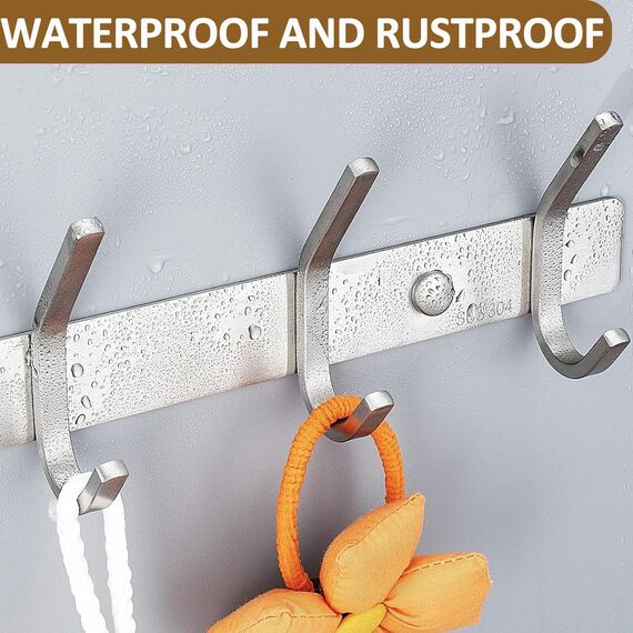 JOLY FANG Wandgarderobe, Garderobenhaken aus Edelstahl, Wandhaken für Schlafzimmer, Badezimmer, Küche (6 Haken, 2 Stück, Silber)