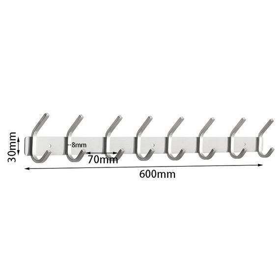 ERWEY 8 Haken Kleiderhaken Wand Hakenleiste Edelstahl Garderobenhaken Garderobe Haken Handtuchhaken Wandmontage Gebürstet ca. 30kg SUS304