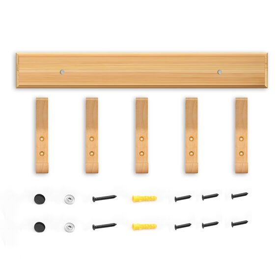 Anjuer Kleiderbügel Rack 5 Haken 20kg Heavy Duty Kleidung Wandhalter Bambus Aufhänger