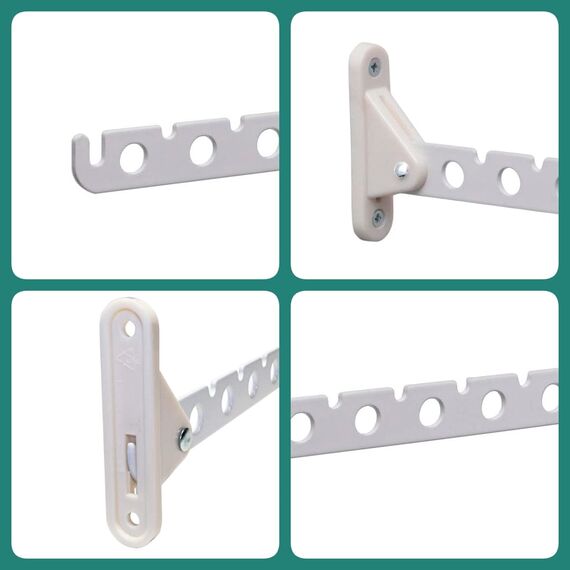 PRIOstahl Kleiderlüfter 310mm Weiß 1 x Stück Klappbar - Kleiderhaken Garderobenhaken Wandmontage 5kg Tragkraft Kleiderständer Abhängträger Stahl-Kunststoff Platzsparend