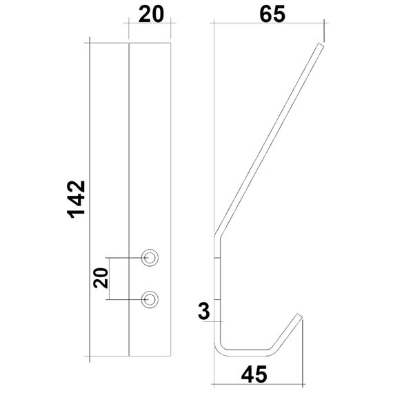 SOTECH 5 Stück Kleiderhaken ALBA moderner Mantelhaken echt Edelstahl 142 x 20 mm Huthaken Garderobenhaken