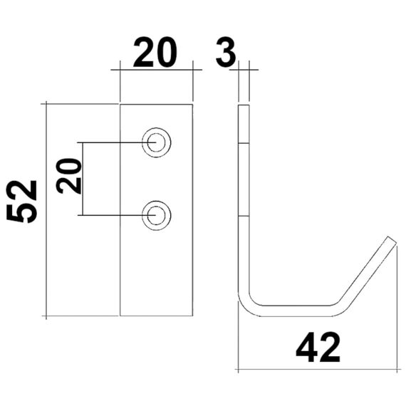 SOTECH 10 Stück Kleiderhaken ALBA echt Edelstahl 52 x 20 mm Garderobenhaken Haken