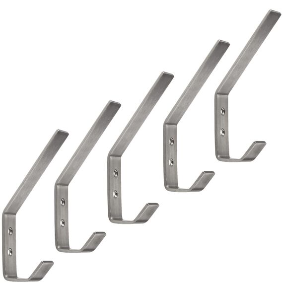 SOTECH 5 Stück Kleiderhaken ALBA moderner Mantelhaken echt Edelstahl 142 x 20 mm Huthaken Garderobenhaken