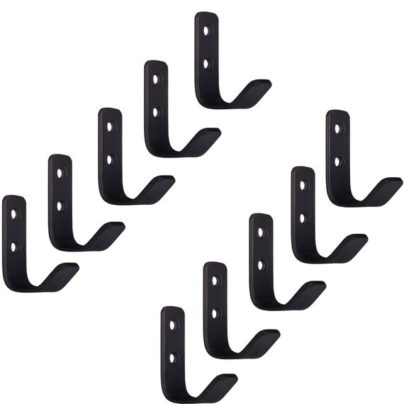 SOTECH 10 Stück Kleiderhaken ALBA echt Edelstahl 58 x 20 mm schwarz matt Garderobenhaken Haken
