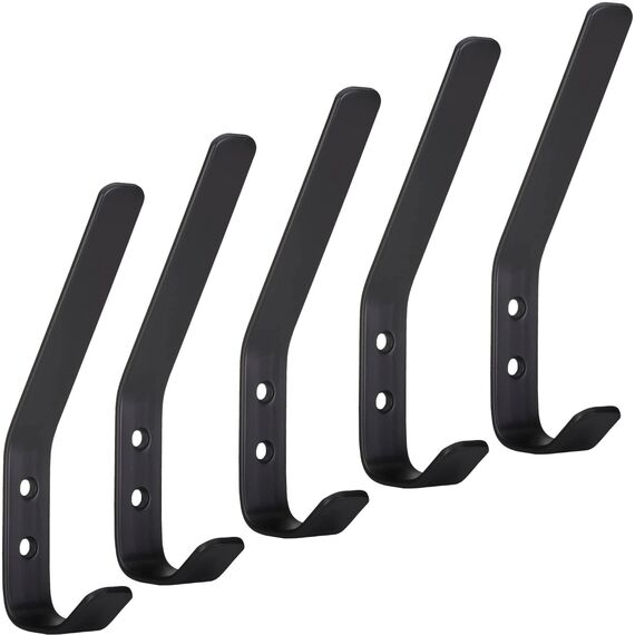 SOTECH 5 Stück Kleiderhaken ALBA echt Edelstahl 142 x 20 mm schwarz matt Garderobenhaken Haken