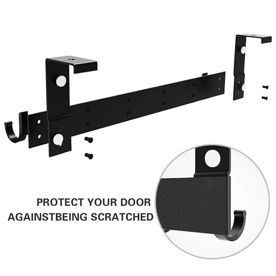 Anjuer Türhaken aus Aluminium, Organizer für Küche, Badezimmer, 6 Haken über der Tür, Schwarz