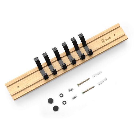 Anjuer Kleiderbügel, 6 aktive Haken, robust, für Kleidung, Huthalter, Bambus