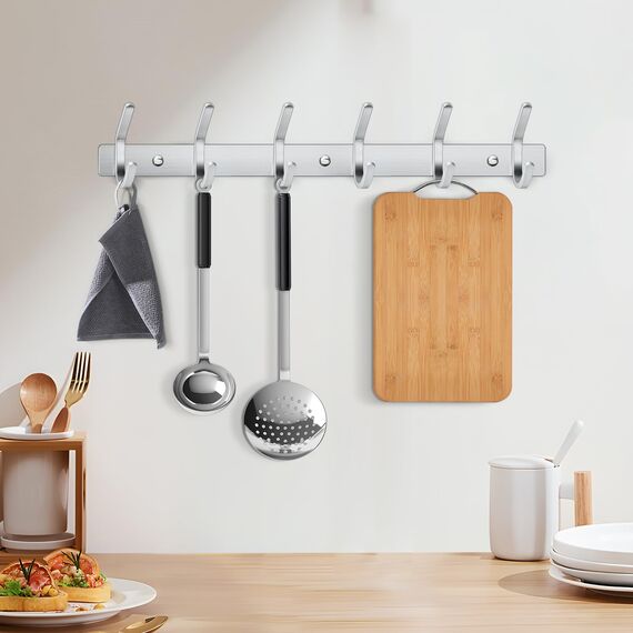 ERWEY 6 Haken Kleiderhaken Wand Hakenleiste Edelstahl Garderobenhaken Garderobe Haken Handtuchhaken Wandmontage Gebürstet ca. 30kg SUS304
