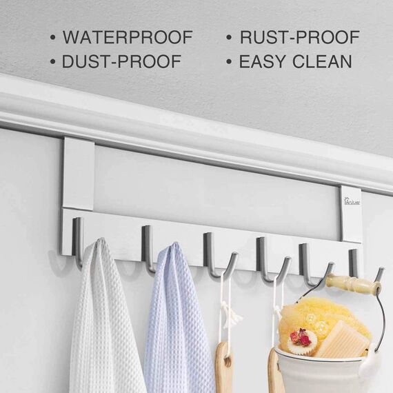 Anjuer Tür-Handtuchhalter, Haken, Organizer, Metall-Kleiderbügel, 6 Haken, über der Tür