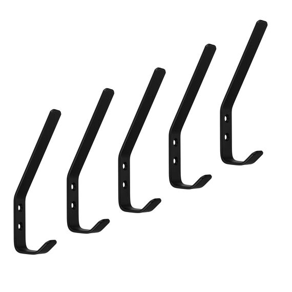 SOTECH 5 Stück Kleiderhaken ALBA echt Edelstahl 150 x 20 mm schwarz Garderobenhaken Haken