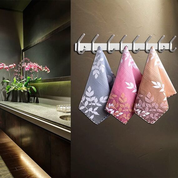 ERWEY 8 Haken Kleiderhaken Wand Hakenleiste Edelstahl Garderobenhaken Garderobe Haken Handtuchhaken Wandmontage Gebürstet ca. 30kg SUS304