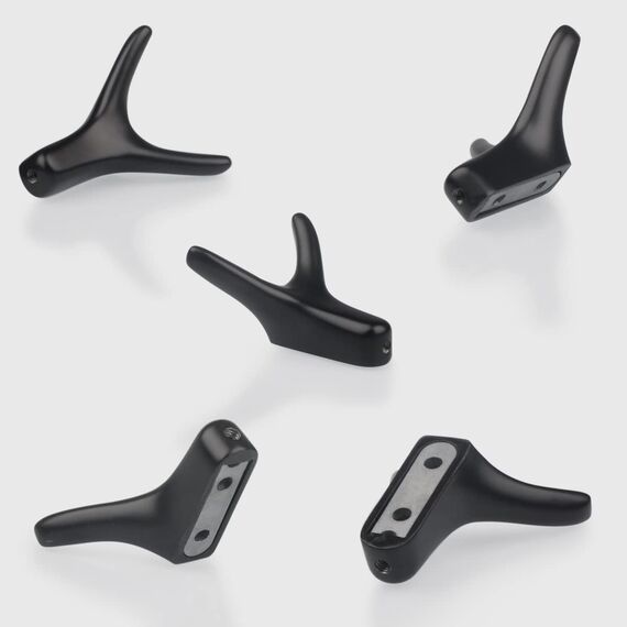 GUWINA 4 Stück Doppelt Wandhaken, Garderobenhaken Wandmontage Kleiderhaken Zinklegierung Handtuchhaken Ideal für Badezimmer Küche Schlafzimmer Mehrzweckhaken Mantelhaken mit Schrauben (Mattschwarz)