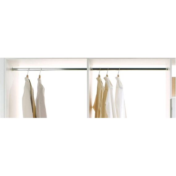 Gedotec Schrankstange Oval Kleiderstange | Schrankrohr Länge: 1500 mm | 30 x 15 mm Stahl verchromt | 1 Set inkl. 2 Stk. Seitenwand-Schrankrohrlager Wand-Montage & Mittelträger für Decken-Montage