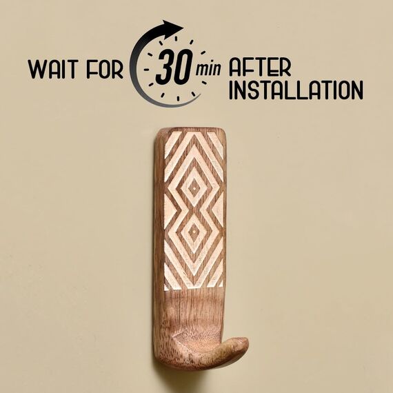 Indian Shelf Boho Dekorative Holz Selbstklebende Wandhaken zum Aufhängen von Mänteln, Schlüsseln, Leine, Hut, Handtuchhalter, niedlicher klebriger Schlüsselhalter, Weiß und Braun Western Wall Decor (3