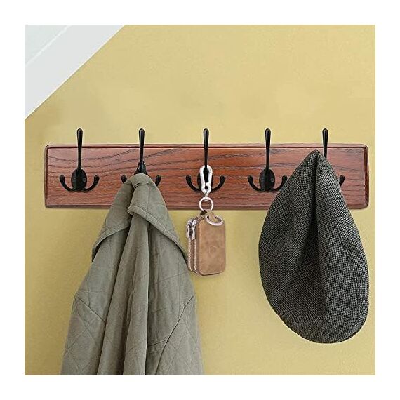 YIHATA 5 Stück Garderobenhaken Kleiderhaken Wandhaken Schwarz Vintage, Metall Kleiderhaken mit 20 Schrauben, für Badezimmer Küche Schlafzimmer