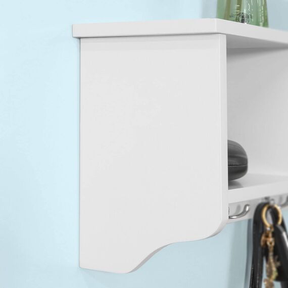 SoBuy® FRG48-L-W Wandgarderobe Wandhaken Hängeregal Badezimmerschrank mit 5 Haken weiß, B 72cm